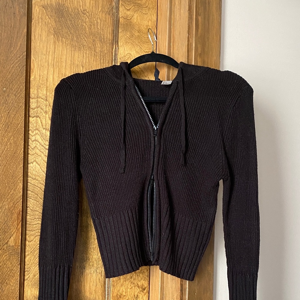 Double zip knit hoodie